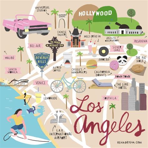 Los Angeles Los Angeles Travel Guide Illustrated Map California