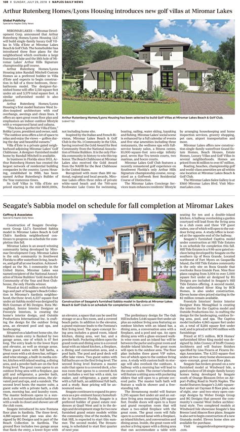 Arthur Rutenberg Homes Introduces New Golf Villas At Miromar Lakes