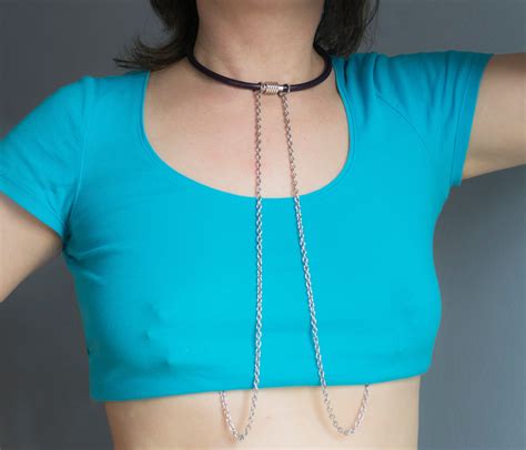 Leather Collar REMOVABLE Nipple Chains With Screw Or Tweezer Etsy