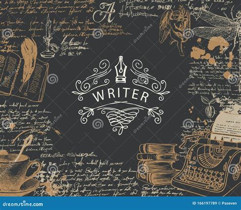 Banner On A Writers Theme With Place For Text And Sketches Stock Vector