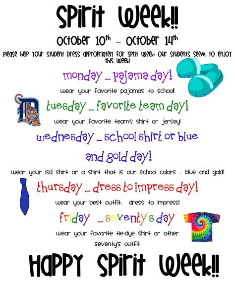 22. have a spirit week | School spirit week, School spirit days, Spirit ...