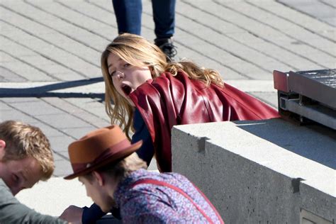 Melissa Benoist Filming Supergirl Action Scenes Gotceleb