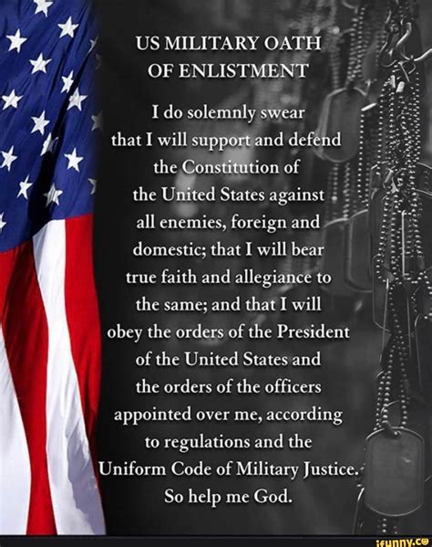 Af Us Military Oath Of Enlistment I Do Solemnly Swear That I Will