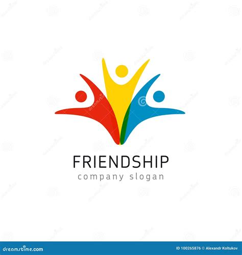 Friendship Colored Logo United Person Icon Stock Vector Illustration