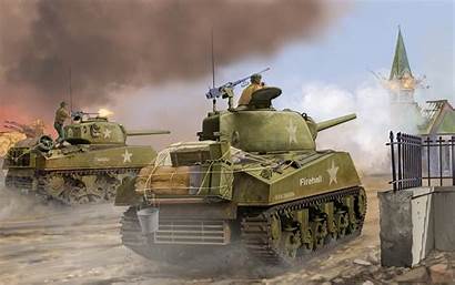 Sherman Tank War Battle Flames M4 Ww2