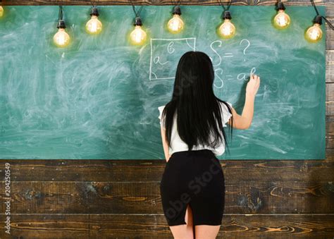 Lady Sexy Teacher In Short Skirt With Slit Explaining Formula Sexy