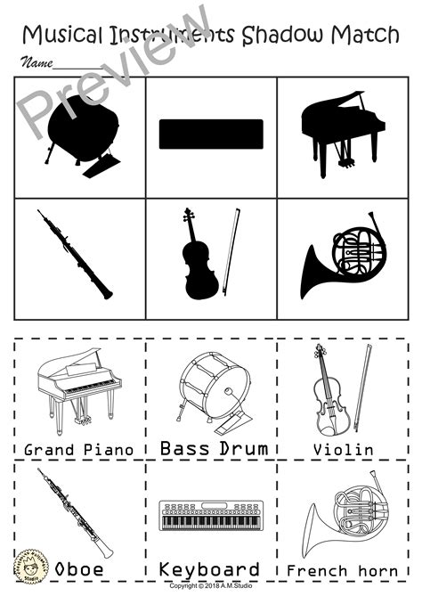 Music Instrument Worksheets For Kids
