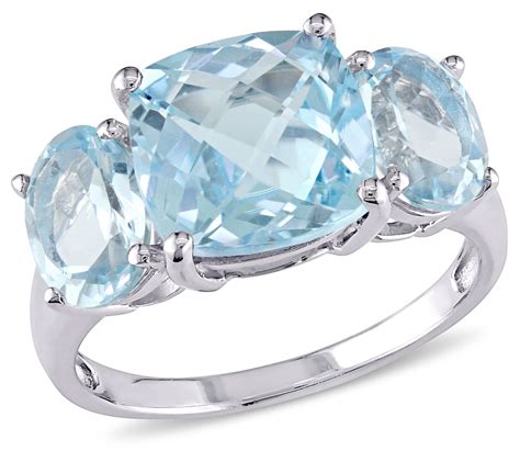 Sterling Silver 845 Cttw Sky Blue Topaz 3 Stone Ring