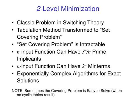 Ppt 2 Level Minimization Powerpoint Presentation Free Download Id