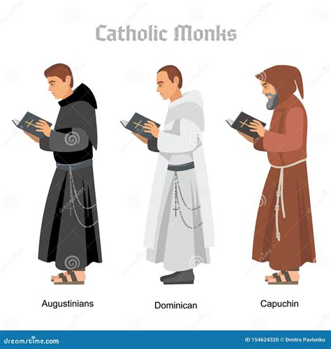 Католический монах в робах плоская иллюстрация Иллюстрация штока