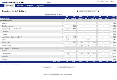 Online Timesheet Software - web based employee time sheet software