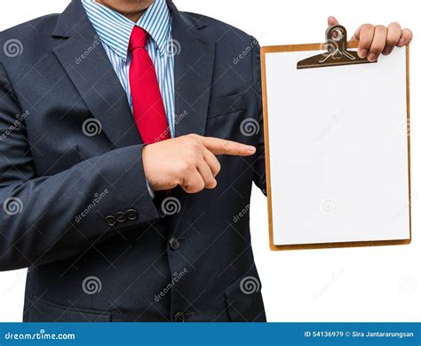 Businessman Holding Clipboard Isolated On White Background Stock Image