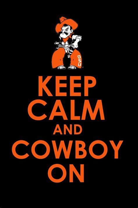 An Orange And Black Poster With The Words Keep Calm And Rideem Cowboys