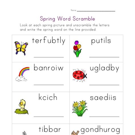 Spring Word Scramble Worksheet All Kids Network