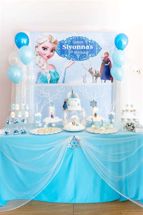 Take A Look At This Wonderful Frozen Birthday Party The Dessert Table Is So Pretty See More