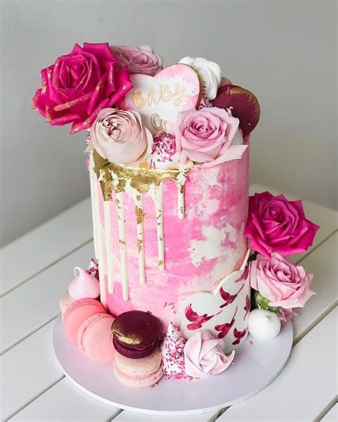 White N Pink Marble Cake Customzied Flower Cake Best Cake Gift For Her