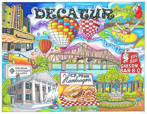 The Who What And Where Of Decatur Alabama Drawing By Shawn Doughty