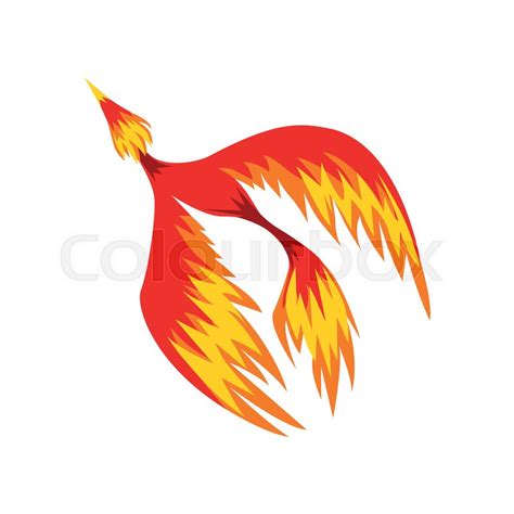 Mythical Phoenix Flaming Bird Flying Stock Vector Colourbox