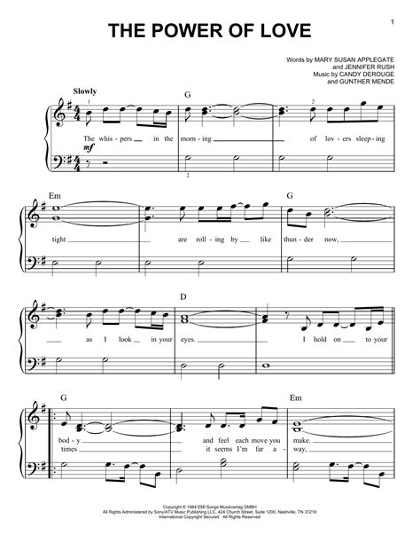 Celine Dion The Power Of Love Sheet Music Chords And Lyrics Download