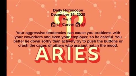 Aries Horoscope December 16 2020 Youtube