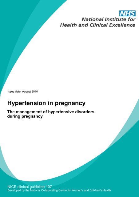 Hypertension In Pregnancy Nice Clinical Guideline 107