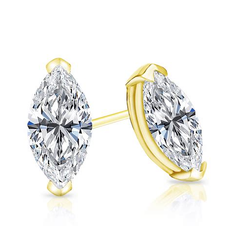 Lab Grown Diamond Stud Earrings Marquise Ct Tw D E Vvs K