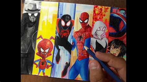 Speed Drawing Spider Man Into The Spider Verse Fame Art Youtube