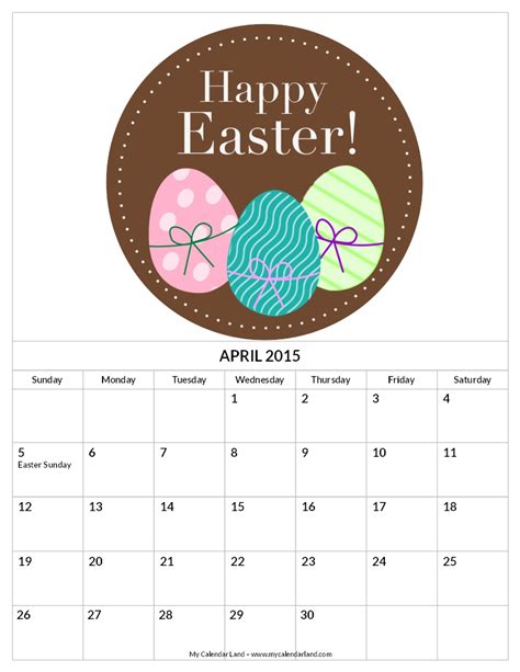 6 Best Images Of April Easter Calendar Printable Easter April 2014