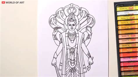 How To Draw Lord Vishnu Lord Vishnu Drawing With Pen Step By Step