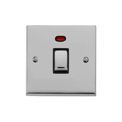 1 Gang 20a Double Pole Switch With Neon In Polished Chrome