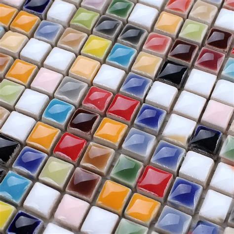 Ceramic Tile Sheets Square Iridescent Mosaic Art Pattern Kitchen