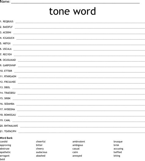 Tone Word Word Scramble Wordmint