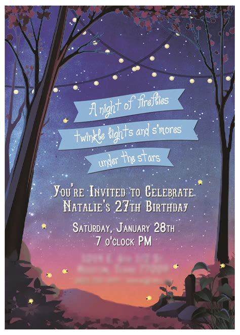 invitation  night  fireflies twinkle lights