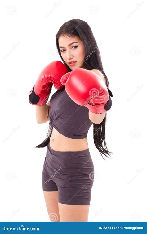 Strong Fitness Woman Boxer Or Fighter Punching Stock Photo Image