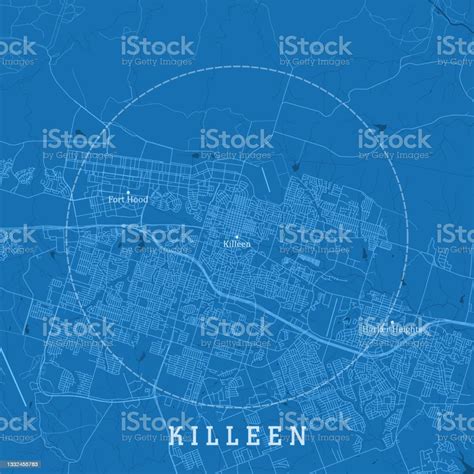 Killeen Tx City Vector Road Map Blue Text Stock Illustration Download