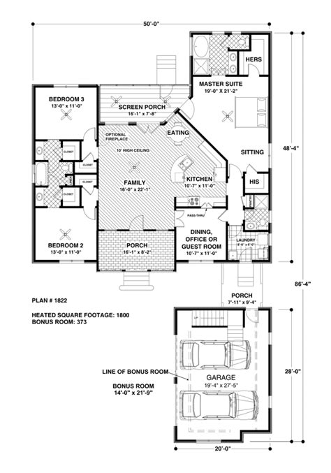 Browse cool one story house plans with wrap around porch now! Traditional Style House Plans - 1800 Square Foot Home, 1 ...