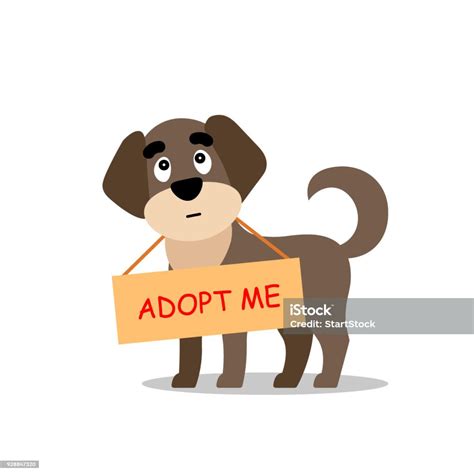 Standing Dog With A Poster Adopt Me Dont Buy Help The Homeless Animals