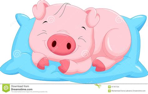 Cute Cartoon Baby Pig Sleeping Stock Illustration Image