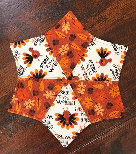Fall Leaves And Turkey Quilted Candle Mattable Topper Etsy Fall