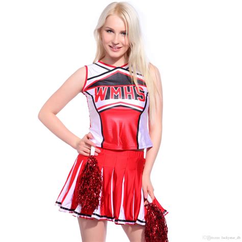 Adult Women Girl Sexy Red Glee Theme Cheerleader Costumes High School Musical Fancy Dress Top