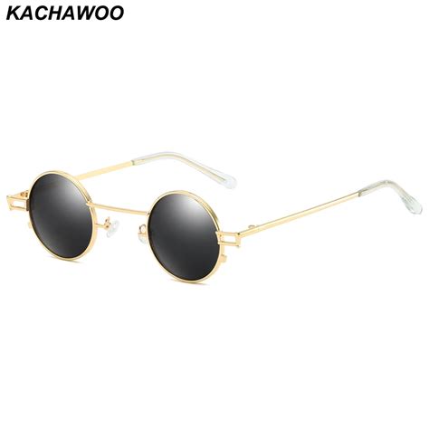Kachawoo Retro Vintage Round Sunglasses Men Steampunk Metal Small Sun Glasses For Women Fashion