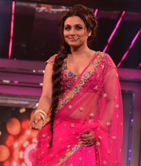 Rani Mukherji Navel Show Hot Cleavage Photos In Pink Transparent Saree