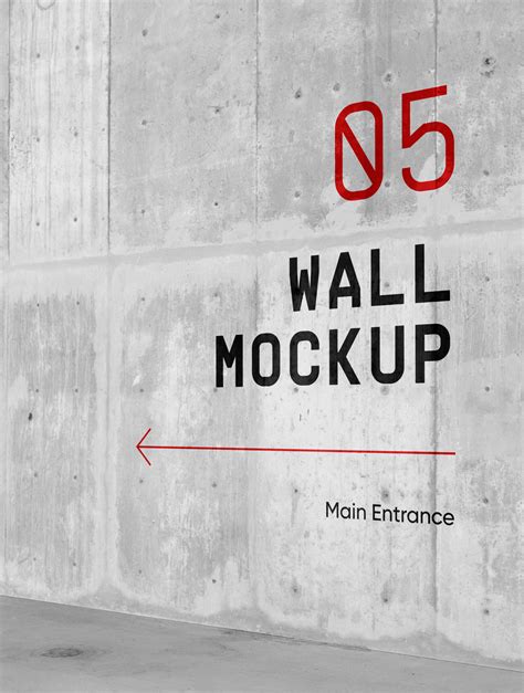 Wayfinding Mockup Perspective View On Concrete Wall Free Resource Boy