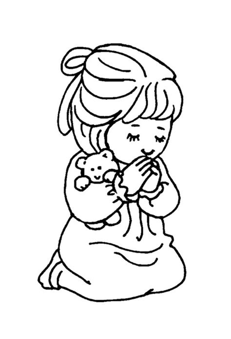 Picture Of Little Girl Praying Black And White Clipart 20 Free Cliparts