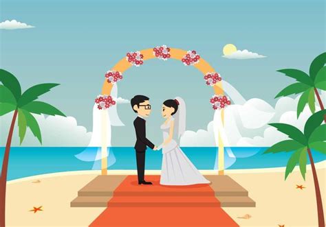 Collection of beach wedding clipart (80) palm tree and beach clip art beach wedding clipart Young Couple Wedding On The Beach Illustration - Download ...
