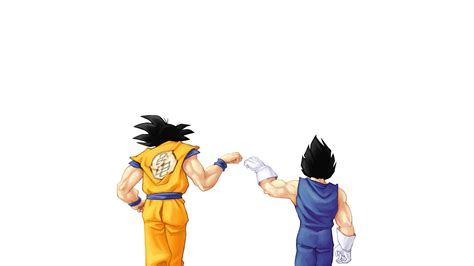 Fist Dark Hair Son Goku Vegeta Behind Dragon Ball Z Anime Dragon Ball Simple Background