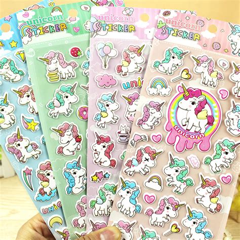 So tasty just for you! Cute Kawaii Unicorn 3D Decorative Washi Stickers ...