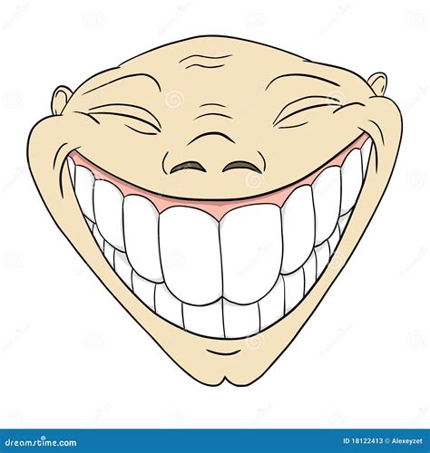 Cartoon Grotesque Funny Face With Big Toothy Smile Stock Vector