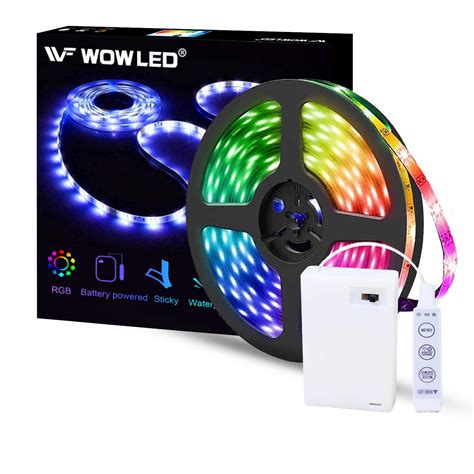 Wowled 66ft 2m Rgb Led Strip Lights Powered By Battery Multicolor