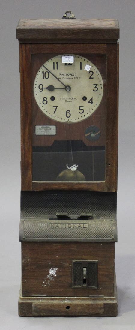 A George V Oak National Time Recorder Co Ltd Clocking In Clock The